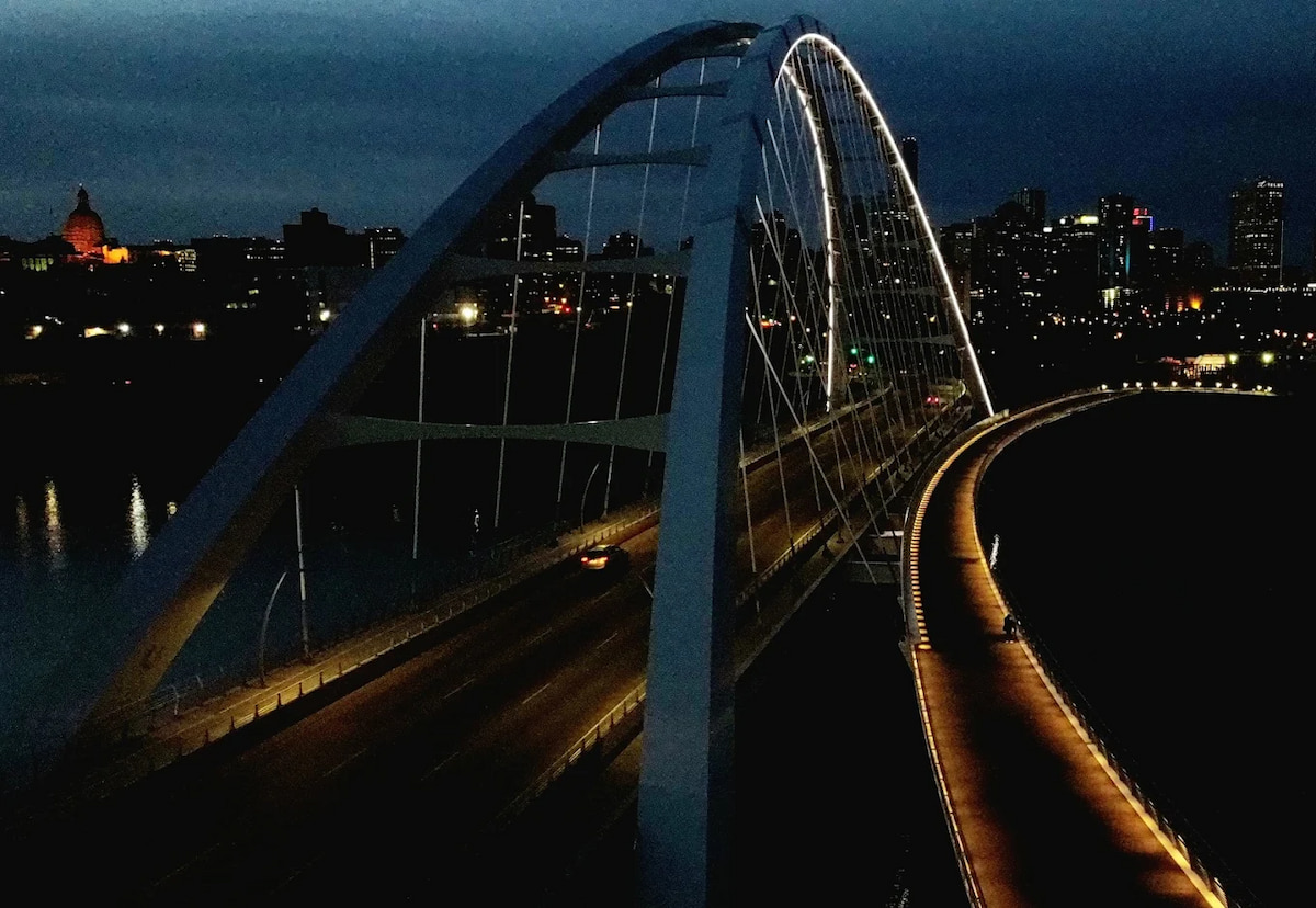 Andrew Shaw Photography capturing Edmonton skyline aerial videography
