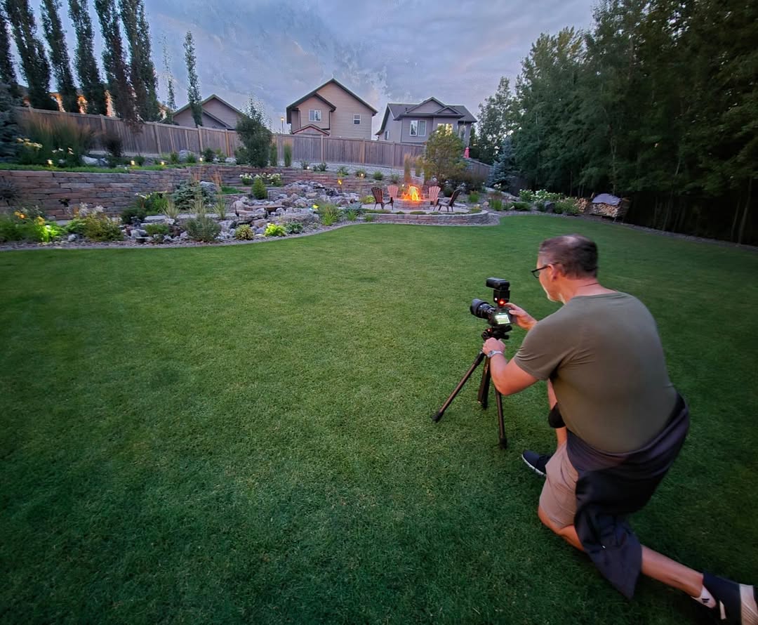 Andrew Shaw setting up drone videography equipment in Edmonton