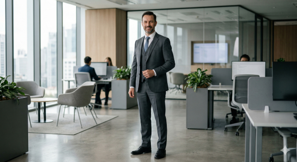 corporate photography posture example showing confident stance in business portrait