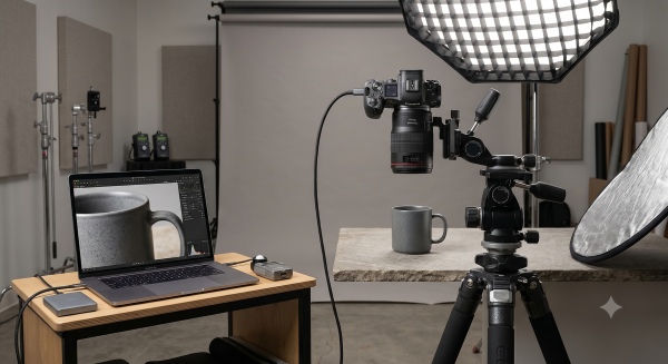 commercial photography product shoot with professional studio lighting